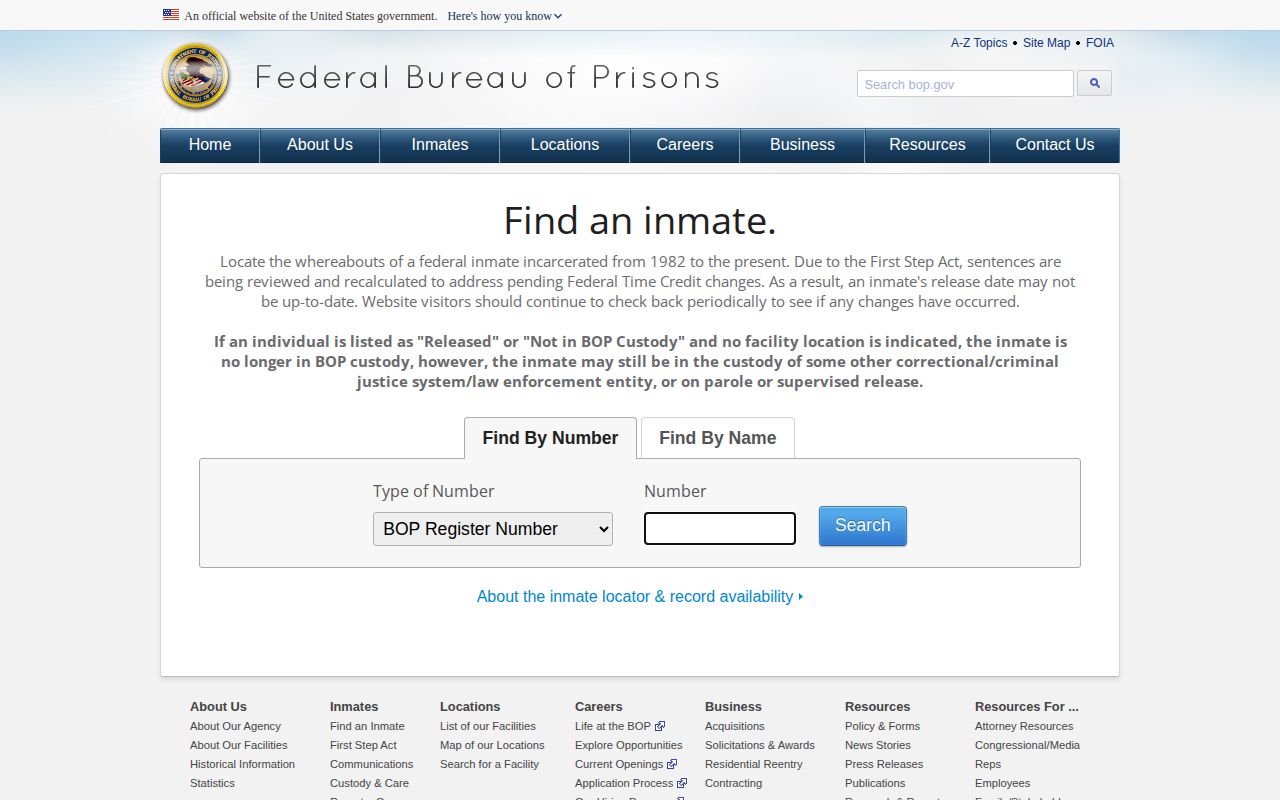 Federal Bureau of Prisons inmate locator for Wilkinson County federal custody research