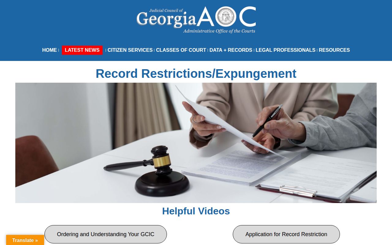 Georgia Courts record restriction and expungement resource for Wilkinson County records